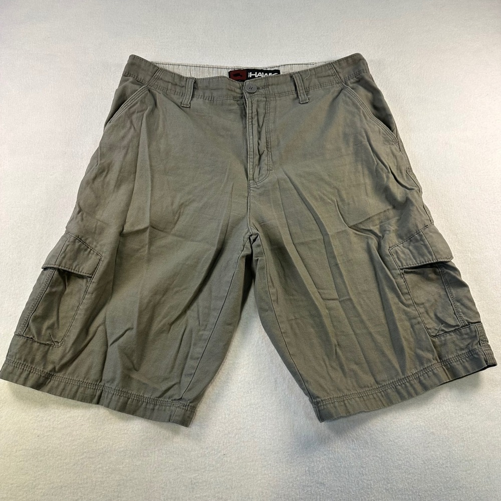 Tony Hawk Mens Cargo Shorts Size 33 Olive Green Cotton Skate Utility Casual